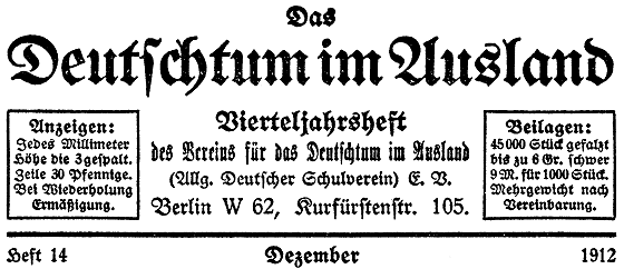Das Deutschtum im Ausland (Dezember 1912)